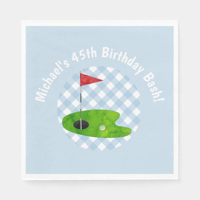 Serviette En Papier Golf Club Blue White Preppy Country Club Party (Devant)