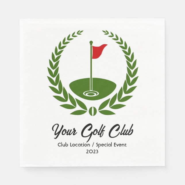 Serviette En Papier Golf Club Party Luncheon Napkin Emplacement et dat (Devant)