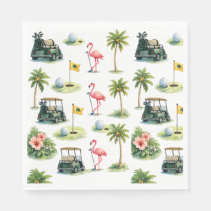 Serviette En Papier Golf Floride sur le thème du flamant rose