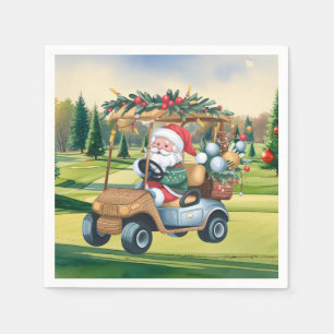 Serviette En Papier Golf Joyeux Noël avec Père Noël Golfing