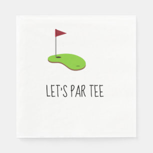 Serviette En Papier Golf Let’s Par avec drapeau de golf sur vert blanc