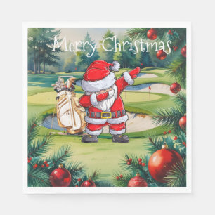 Serviette En Papier Golf Noël avec le Père Noël qui Dabbe