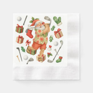 Serviette En Papier Golf Noël Heure d'été Santa Claus Golf