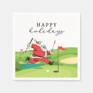 Serviette En Papier Golf Santa Claus golfer happy Holidays