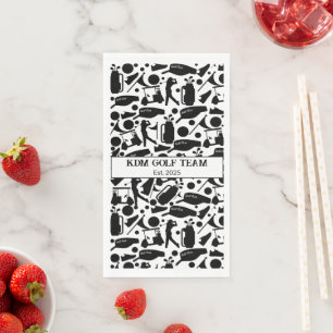 Serviette En Papier Golf Silhouette Motif Classic Noir & Blanc