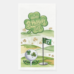 Serviette En Papier Golf St. Patrick's Day pour le golfeur avec drapea