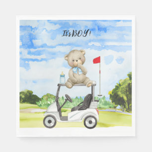 Serviette En Papier Golf Teddy Bear It's Boy for Baby shower