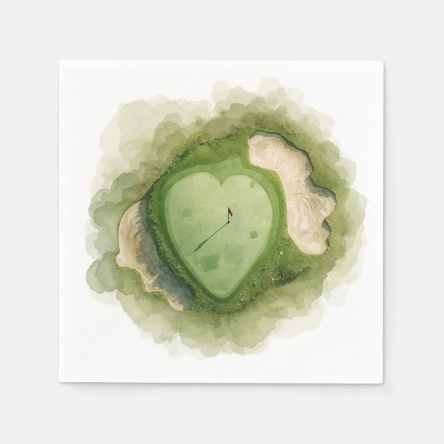 Serviette En Papier Golf wedding with heart shape (Devant)