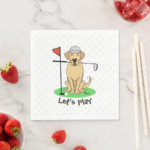Serviette En Papier Golf Yellow Labrador Retriever (yaourt 3) Chien -