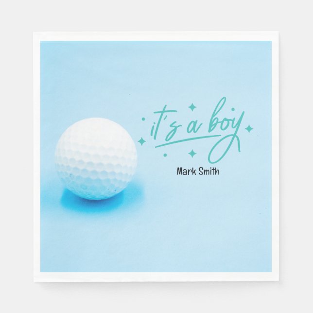 Serviette En Papier Golfer Baby shower thème bleu (Devant)