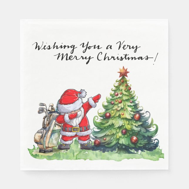 Serviette En Papier Golfer Père Noël Cluas Dabbing Golf Noël (Devant)