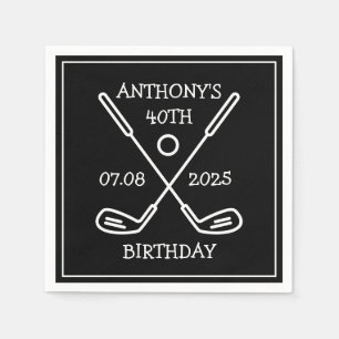 Serviette En Papier Golfeur Anniversaire Personnalisé 40 ans papa heur