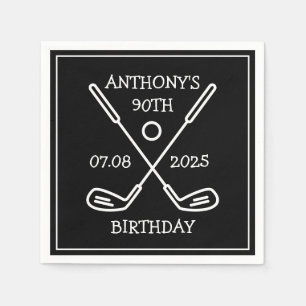 Serviette En Papier Golfeur d'anniversaire personnalisé 90e papa heure