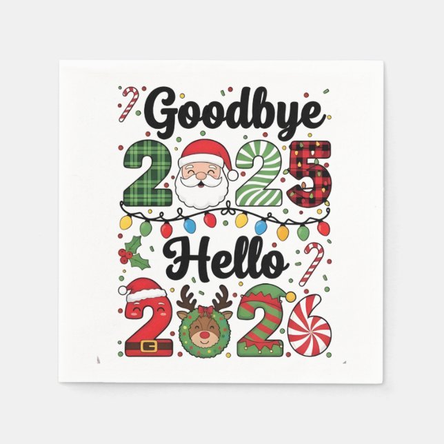 Serviette En Papier Goodbye 2025 Hello 2026 New Year Resolution   (Devant)