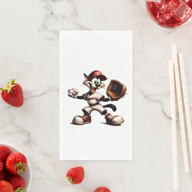 Serviette En Papier Goofy Cat Baseball Pitcher Monte (En situation)