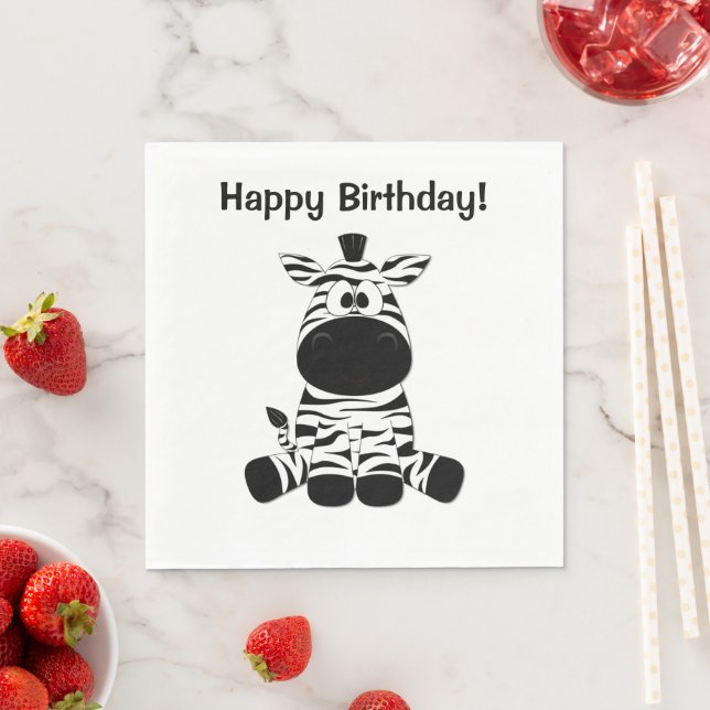 Serviette En Papier Goofy Zebra Joyeux anniversaire (En situation)