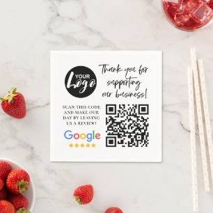 Serviette En Papier Google Reviews Merci Logo Code QR