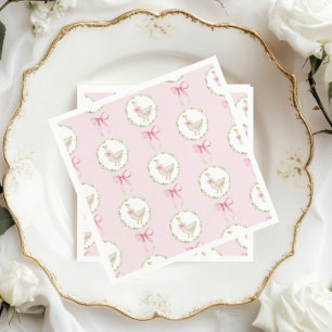 Serviette En Papier Goose Blush rose Bow Pastel Fille Anniversaire