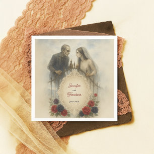 Serviette En Papier Goth Couple Zombie Mariage d'Halloween