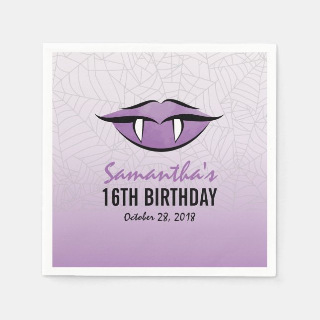 Serviette En Papier Goth Lèvres Vampire Halloween papier d'anniversair (Devant)