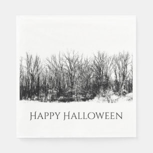 Serviette En Papier Gothic Woods Black White Halloween Party