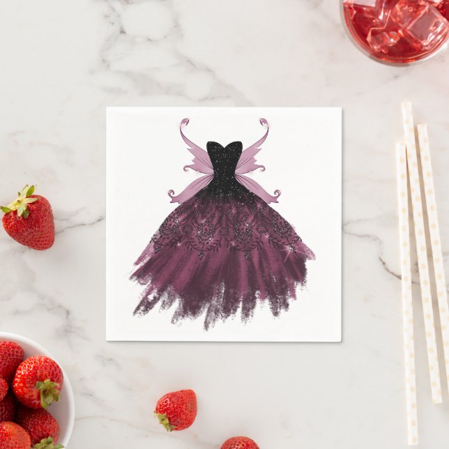 Serviette En Papier Gothique Fairy Fuchsia Gown | Punk Rock rose Magen (En situation)