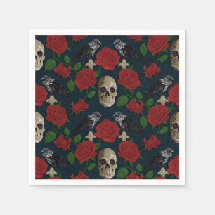 Serviette En Papier Gothique foncé Grungy Rose Vins Corbeau crâne roug