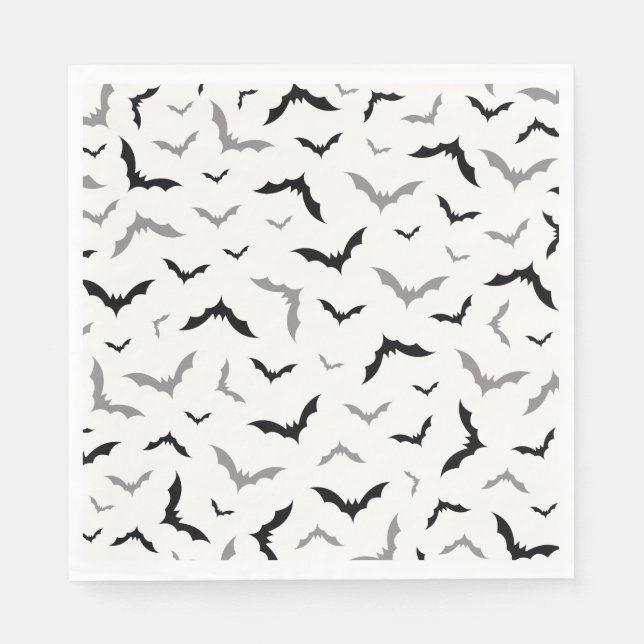 Serviette En Papier Gothique Halloween Mariage de chauve-souris noire (Devant)