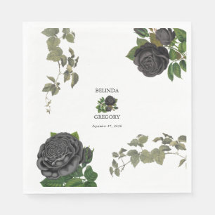 Serviette En Papier Gothique Halloween Rose noir Mariage blanc