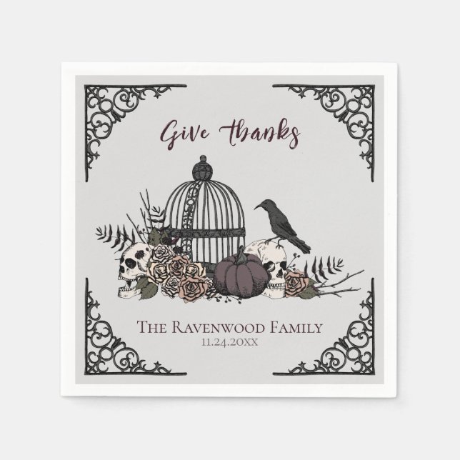 Serviette En Papier Gothique Thanksgiving Victorian Donner Merci (Devant)