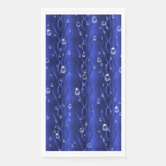 Serviette En Papier gouttes de pluie sur le métal bleu (Devant)