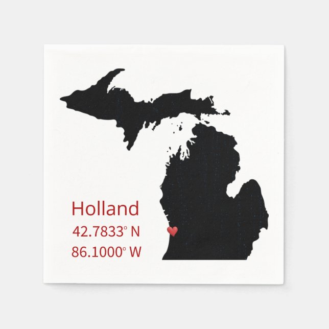 Serviette En Papier GPS Coordinates of Holland Michigan (Devant)