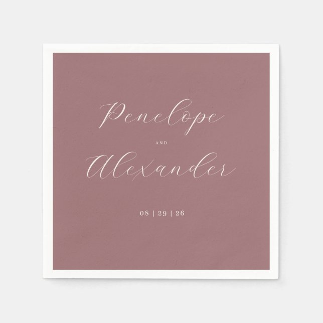 Serviette En Papier Graceful Rose Gold Calligraphy (Devant)