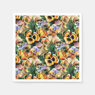 Serviette En Papier Graceful Stylish Superbes Pansies de Motif Vintage
