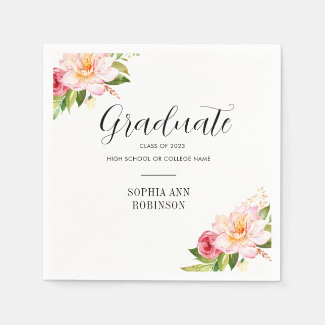 Serviette En Papier Grad 2023 Floral Graduation Party (Devant)
