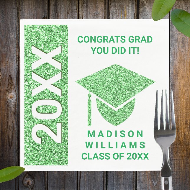 Serviette En Papier Grad Glam Green Typographie Casquette Simple Party (Créateur téléchargé)