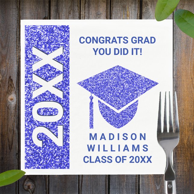 Serviette En Papier Grad Glam Marine Casquette Typographie Simple Part (Créateur téléchargé)