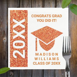 Serviette En Papier Grad Glam Orange Typographie Casquette Simple Part