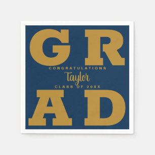 Serviette En Papier GRAD gras   Gold sur la Marine Graduation Paper Na