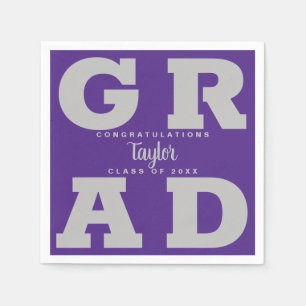 Serviette En Papier GRAD gras Grey sur Purple Graduation Napkin