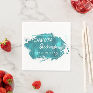 Serviette En Papier Grad peint   Turquoise Splatter Brushstroke Party
