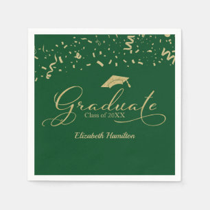 Serviette En Papier Graduate Gold Foil Graduation Party Green
