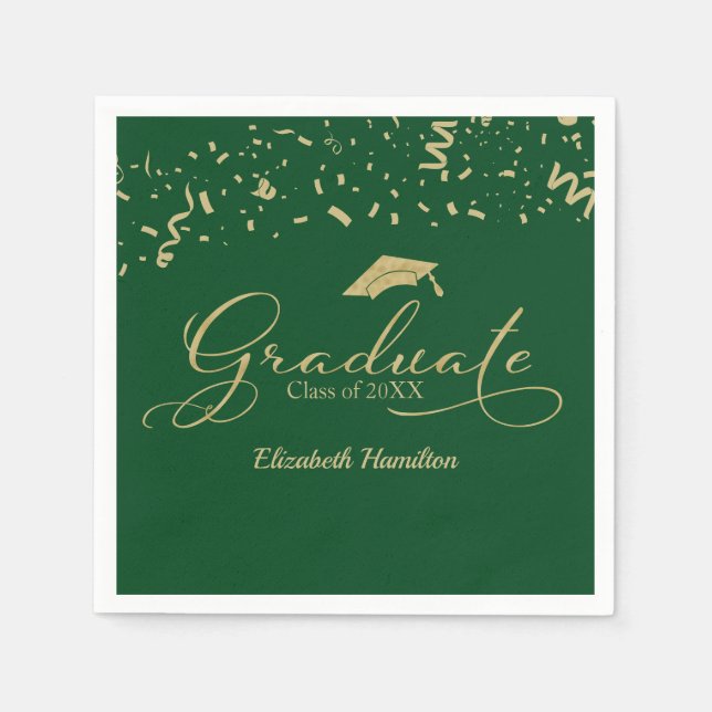 Serviette En Papier Graduate Gold Foil Graduation Party Green (Devant)