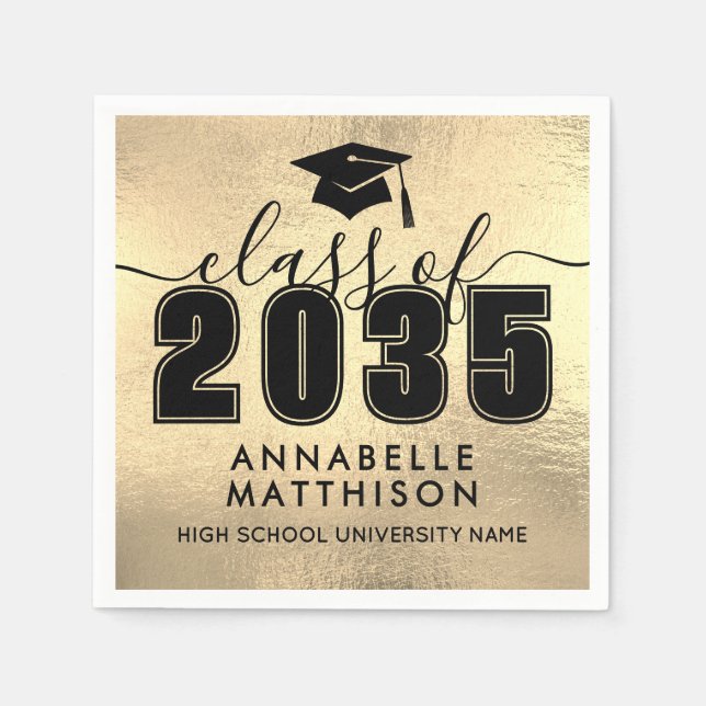Serviette En Papier Graduate Gold Graduation (Devant)
