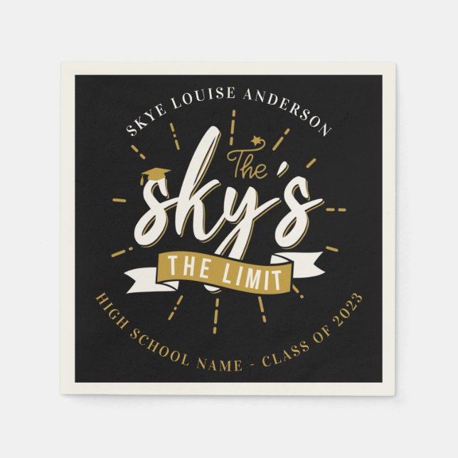 Serviette En Papier Graduate Party Sky's the Limit Senior Graduation (Devant)