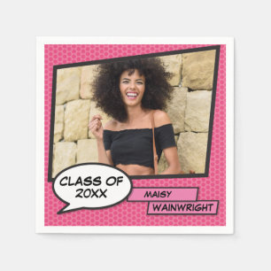 Serviette En Papier Graduate Photo Graduation Girly Pink Classe de 202