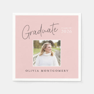 Serviette En Papier Graduate Photo Modern Script Graduation Party