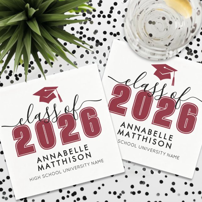 Serviette En Papier Graduate Red Graduate (Graduate Red Graduation Napkins)