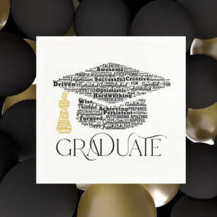 Serviette En Papier Graduate Words Graduate Cap Party