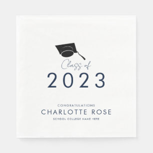 Serviette En Papier Graduation 2024 Navy Blue Script Grad Party Paper